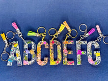 Load image into Gallery viewer, Floral Initial Keychains